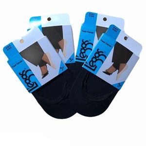 Leggs Foot Cover Black No Show Nylon Socks 8-pair